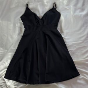 Black Mini Sundress with Plunge Neckline